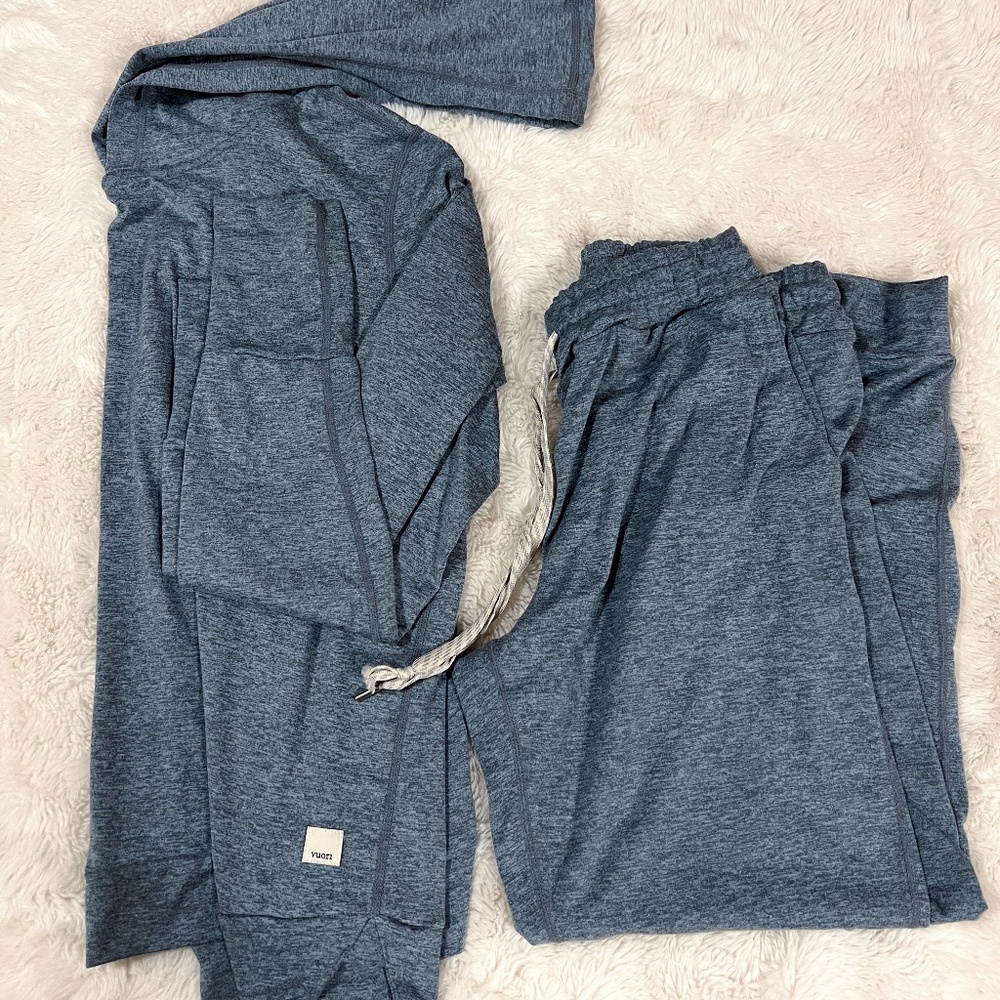Vuori, Light Blue, Long Sleeve hoodie Small, Joggers XS